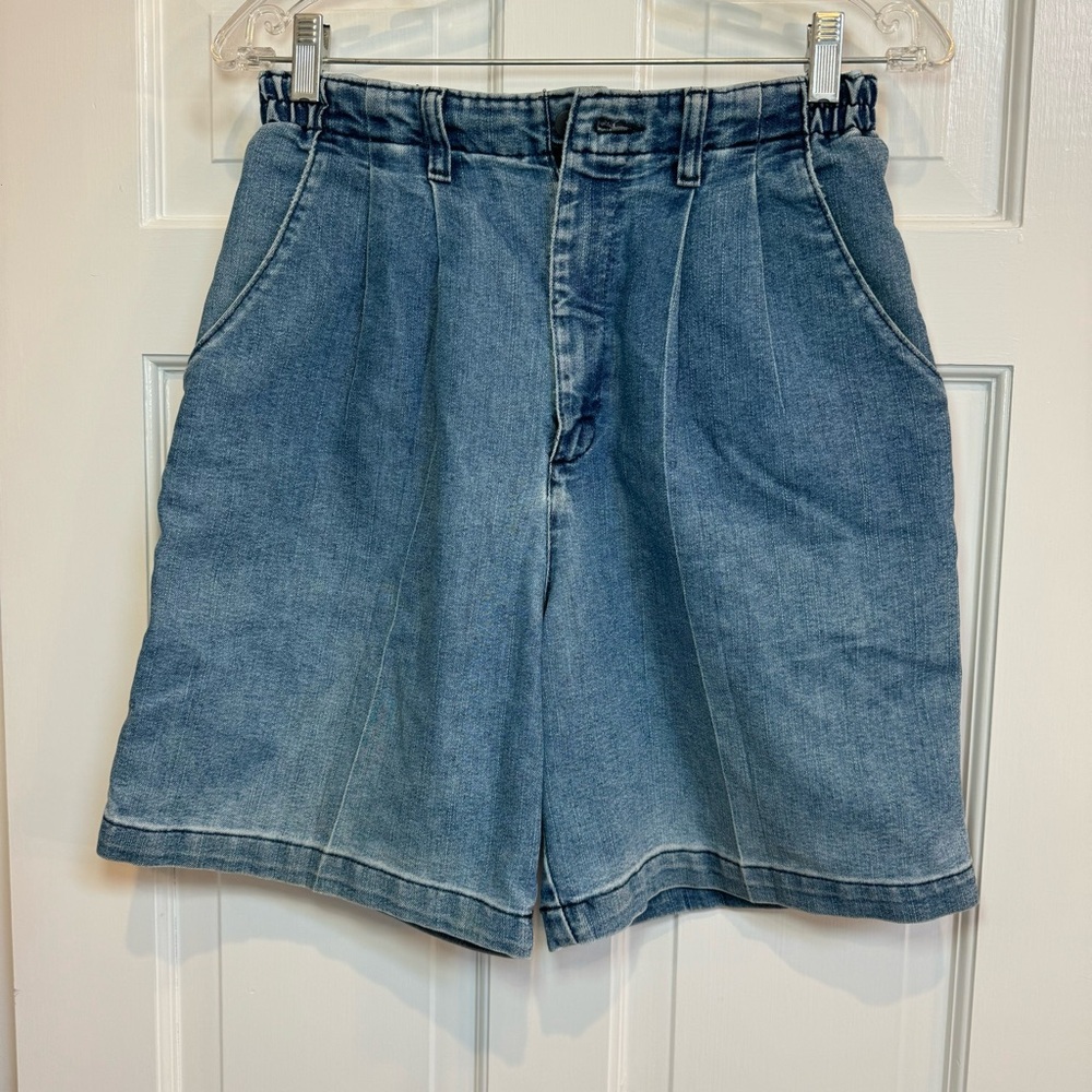 Vintage Lee Women's Blue Denim High Waisted Shorts - Picture 3 of 8